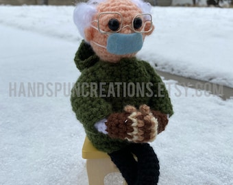 Inauguration Bernie Sanders crochet doll- made to order