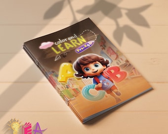 Bundel met werkblad leren alfabet: letters overtrekken, kleuren, woordvoorbeelden en toetsen (pdf-patroon)