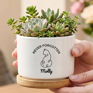 Personalized Cat Memorial Planter,Cat Sympathy Gift,Custom Remembrance Plant Pot For Cat Lover,Never Forgotten Keepsake