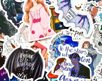 Pack of 50 Court of Roses Stickers, Fantasy Novel Stickers, Illyrian Stickers, Fae Art Stickers, Waterproof Stickers for Laptop, Phone