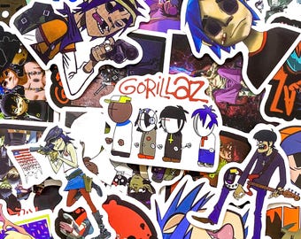 Pack of 50 Cartoon Gorillaz Band Art Stickers, Urban Music Stickers, Vinyl Album Stickers, Waterproof Sticker for Laptop, Skateboard, Guitar