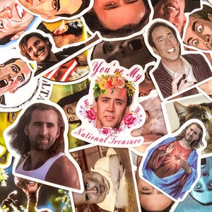 Pack of 50 Nic Cage Meme Stickers, Comedy Actor Stickers, Internet Joke Stickers, Waterproof Stickers for Laptop, Phone, Helmet, Tablet