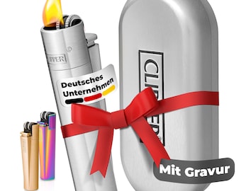 Clipper mit Gravur Personalisiertes Feuerzeug Silber Wunschgravur mit Namen