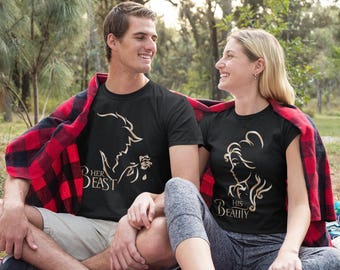 Camiseta para parejas "La Bestia y la Bella", Camiseta a juego de Disney, Camiseta para amantes de La Bella y la Bestia, Regalo para San Valentín, Camiseta para parejas