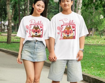 Camiseta de San Valentín de Chip y Dale, Camiseta de San Valentín de Disney, Camiseta de Doble Problema, Feliz Día de San Valentín de Disney, Camiseta para Parejas de Disney