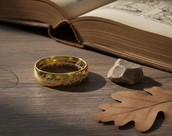 Anello del Signore degli Anelli / Oggetto di scena del film L'Unico Anello / Gioielli incisi in stile elfico della Terra di Mezzo