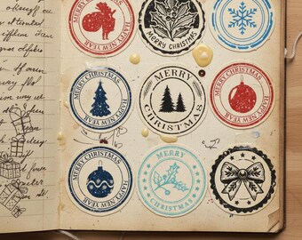 103 timbres de Noël Cottagecore imprimables | Kit vintage éphémère pour journal indésirable | Affranchissement rétro des fêtes