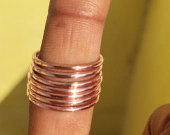 Handmade Copper Stacking Rings | Minimalist Band Ring Set