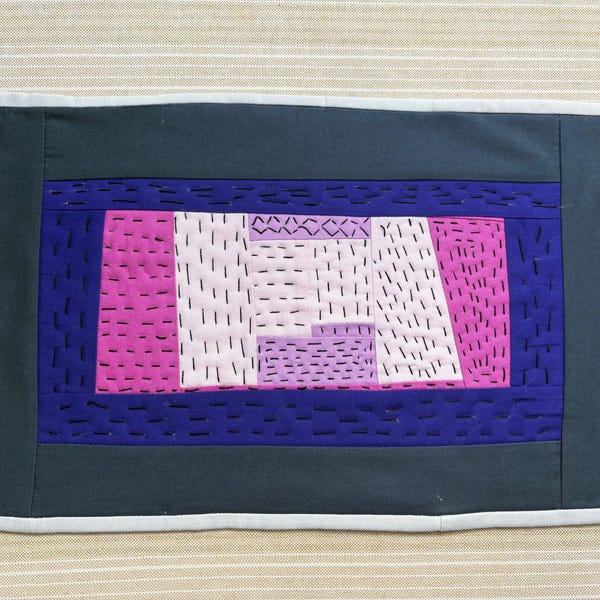 Tapiz de pared en miniatura acolchado a mano - aprox. 38 x 23 cm