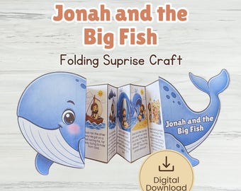 Manualidad bíblica de Jonás y la ballena para niños, actividades para la escuela dominical. Manualidad imprimible de Jonás y el gran pez, basada en la fe.