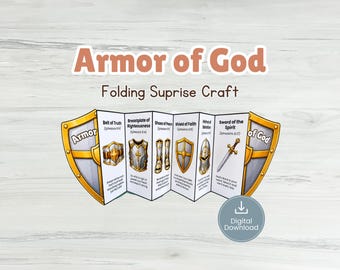 Manualidad de la Armadura de Dios para niños Manualidades bíblicas plegables sorpresa Actividades de manualidades para la escuela dominical Armadura de Dios imprimible Basada en la fe para niños