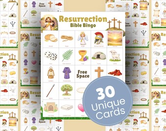 Tarjetas de bingo de resurrección Historia religiosa de Pascua Bingo bíblico Actividad cristiana de Semana Santa