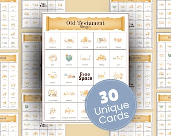 Bingo bíblico del Antiguo Testamento para la escuela dominical. Actividad bíblica para el grupo de jóvenes cristianos.