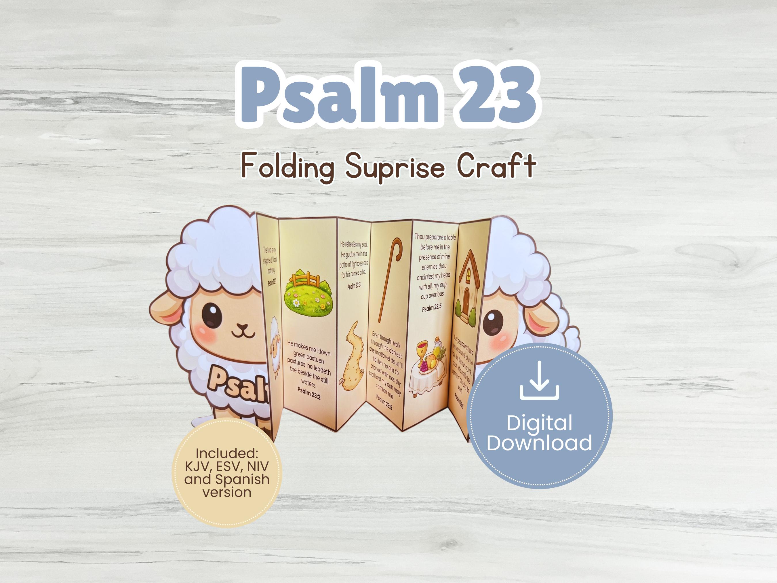 Psalm 23 Folding Surprise Craft Bible Printable Activity VBS Sunday ...
