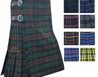 Handmade Scottish Tartan Kilt for Men - 8 Yard Acrylic, Custom Size - Available 80+ Colours - Wedding Gift