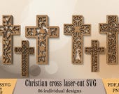 Christian Cross Laser Cut Svg Bundle, Ornamental Cross Svgg, Religious Cross DXF EPS PDF, Glowforge Cricut Laser Cut Files, Faith Wall Art