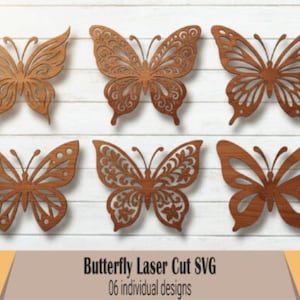 Butterfly Laser Cut svg Bundle | 6 Butterfly svg Files for Cricut & Glowforge | DXF EPS PDF | cnc Wood Wall Art | Butterfly Cut File