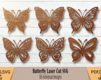 Schmetterling Laser Schnitt svg Bündel | 6 Schmetterling svg Dateien für Cricut & Glowforge | DXF EPS PDF | cnc Holz Wandkunst | Schmetterlings-Schnittdatei