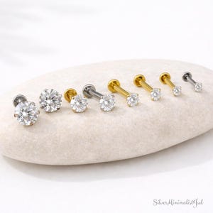 Titanium CZ Flat Back Stud | Threadless Piercing Jewelry