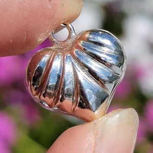 Handmade Sterling Silver Mini Puff Heart Pendant Necklace Charm