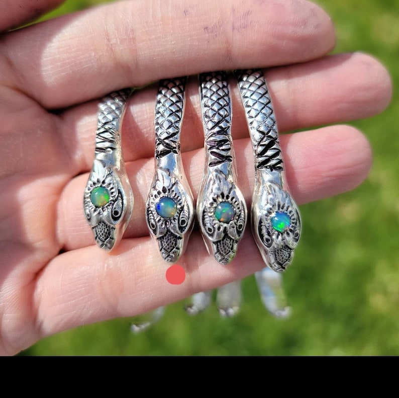Snake Cuff Bracelet with Opal