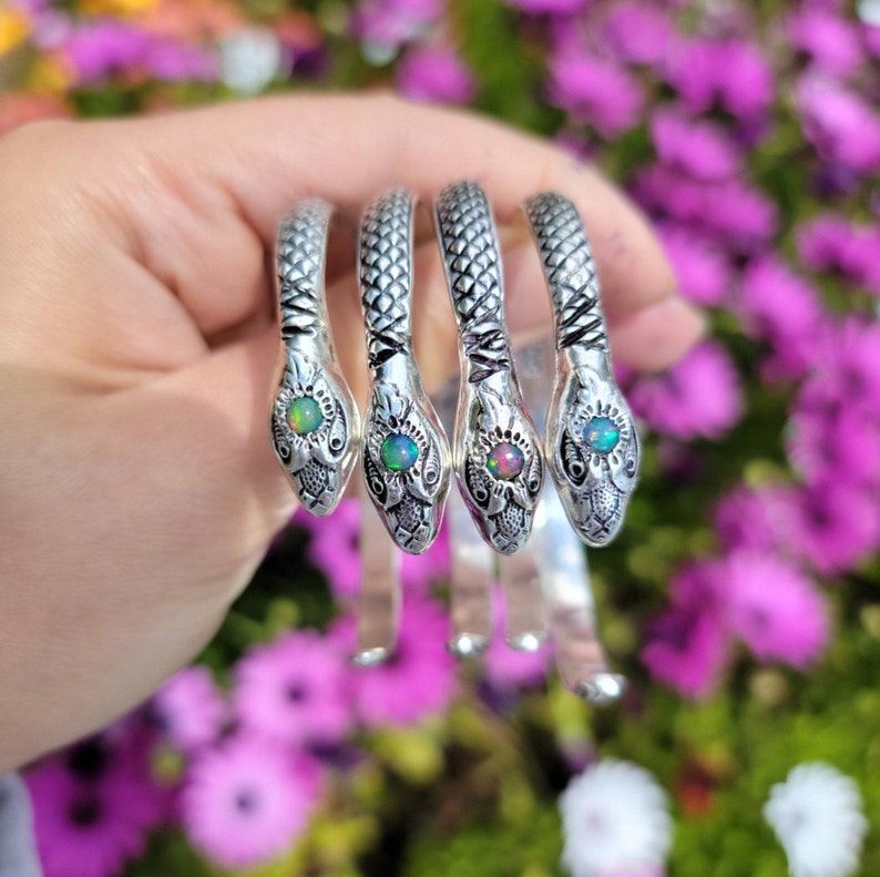 Snake Cuff Bracelet with Opal