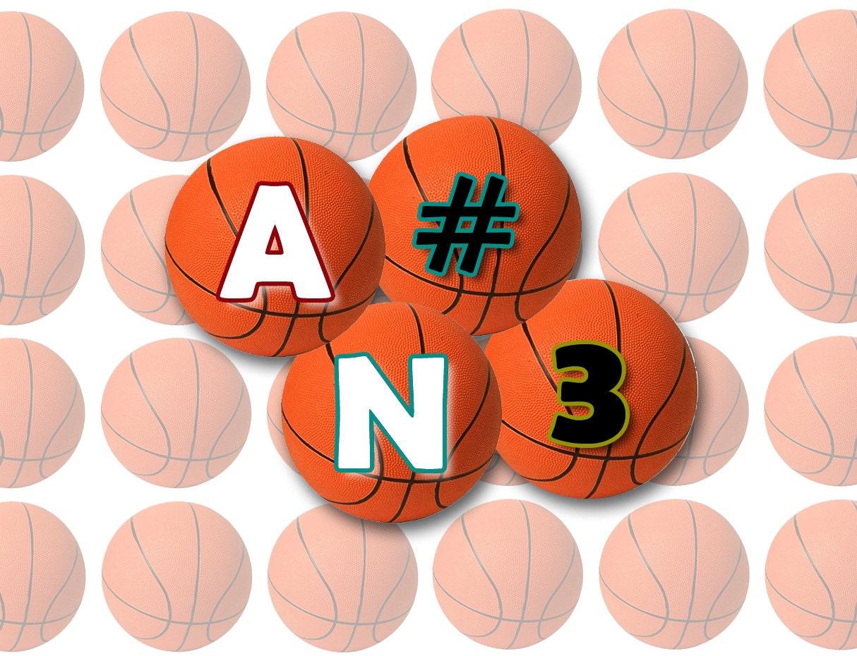 Basketball Alphabet Letters and Numbers / Bottlecap Images