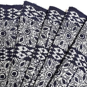 Thai Hand printed Fabric,Natural Cotton Fabric,by the yard Hmong Fabric,Hill Tribe Fabric,Vintage Fabric,Batik Fabric,Indigo Blue HFS14