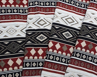 Thai Woven Fabric, red, white, black, Geometric, Tribal,Native, Ethnic,Aztec ,Craft Supplies, Woven Textile, 1/2 yard, (WFF193)