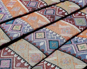Orange, Purple, Thai Woven Fabric,Geometric,Tribal ,Native , Ethnic ,Aztec ,Craft Supplies Woven,Textile 1/2 yard,(WFF213)