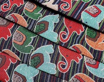 Woven Fabric, Black, Red, Elephant, Animal Print,Tribal,Cotton , Ethnic ,Craft Supplies Woven,Textile 1/2 yard (WFF221)