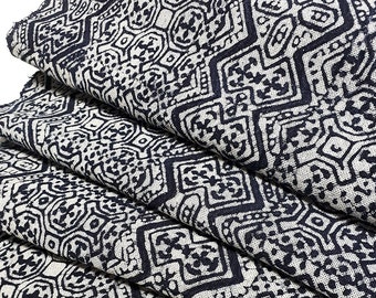 Thai Hand printed Fabric,Natural Cotton Fabric,by the yard Hmong Fabric,Hill Tribe Fabric,Vintage Fabric,Batik Fabric,Indigo Blue HFS13