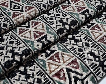 Green, Black, Thai Woven Fabric, Geometric, Tribal ,Native, Ethnic,Aztec ,Craft Supplies Woven,Textile 1/2 yard,(WFF211)