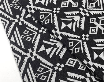 Thai Woven Fabric,black & white geometric pattern Tribal Native Ethnic Aztec Craft Supplies Woven,Textile 1/2 yard,(WFF77)