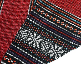 Red, White, Thai Woven Cotton Fabric, Geometric, Tribal, Native,  Ethnic ,Aztec ,Craft Supplies Woven,Textile 1/2 yard (WF68)