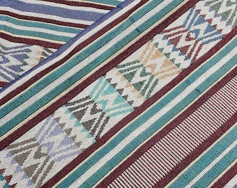 Verada-Thai Woven Fabric: Blue Green Geometric Aztec Textile - 1/2 Yard WFF259