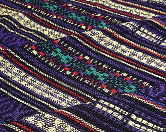 Thai Woven Cotton Fabric, purple, yellow, Geometric, Tribal,Native, Ethnic,Aztec,Craft Supplies, Woven,Textile 1/2 yard,(WF242)