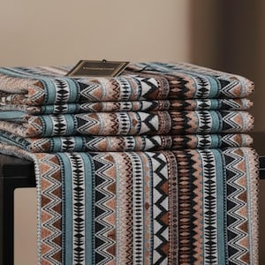 Verada-Thai Woven Fabric: Blue Black Yellow Vertical Geometric Tribal Cotton, 1/2 Yard WFF106