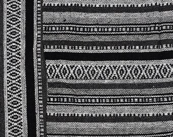 Thai Woven Cotton Fabric, black, white, Geometric, Tribal ,Native , Ethnic,Aztec ,Craft Supplies Woven Textile 1/2 yard ,(WF244)