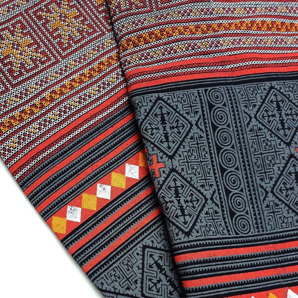 Veradacraft Thai Cotton Fabric Tribal Fabric Native Fabric  Ethnic fabric Craft Supplies Hill Tribe Textile 1/2 yard Black (TCF1)