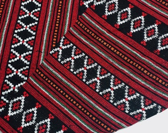 Thai Woven Cotton Fabric, red, black, Geometric, Tribal,Native,by the yard, Ethnic,Craft Supplies, Woven Textile, 1/2 yard, (WF300)