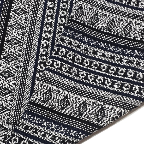 Thai Woven Cotton Fabric,with black & white Geometric Tribal Native by the yard Ethnic Aztec Craft Supplies Textile 1/2 yard,(WF287)