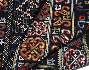 Black Thai Cotton Fabric,Tribal Fabric,Native Fabric, Ethnic fabric,Craft Supplies Hill Tribe Textile 1/2 yard, (TCF21)