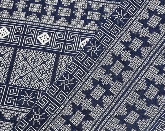 Thai Woven Cotton Fabric, blue, white, Geometric, Tribal ,Native , Ethnic,Aztec ,Craft Supplies, Woven,Textile, 1/2 yard,(WFF268)