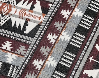 Verada-Thai Woven Cotton Fabric: Brown Grey Geometric Tribal Textile, 1/2 Yard WFF344