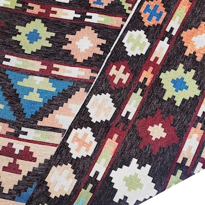 Woven Fabric, brown, beige, colorful, multi-color, Geometric, Aztec, Tribal,Native Cotton,Ethnic, Craft Supplies 1/2 yard (WFP4)