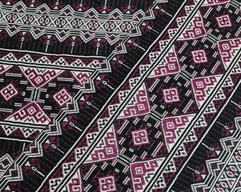 Thai Woven Fabric, black, pink, Geometric, Tribal ,Native , Ethnic ,Aztec,Craft Supplies, Woven,Textile, 1/2 yard,(WFF276)