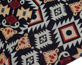 Thai Woven Fabric, black, white, Geometric, Tribal ,Native Cotton , Ethnic ,Craft Supplies, Woven,Textile 1/2 yard,(WFF372)