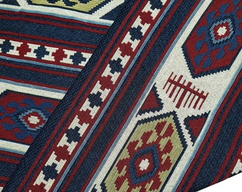 Thai Woven Fabric, blue, white, Geometric, Tribal,Native Cotton, Ethnic, Craft Supplies Woven Textile 1/2 yard,(WFF367)