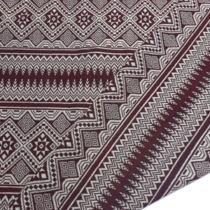 Thai Woven Cotton Fabric, red, silver, Geometric, Tribal,Native, Ethnic,Aztec,Craft Supplies, Woven Textile, 1/2 yard,(WFF271)